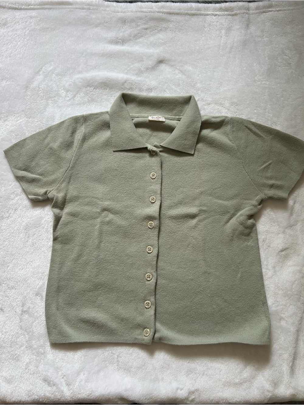 Brandy Melville Sage Green Short-Sleeve Button Down Top